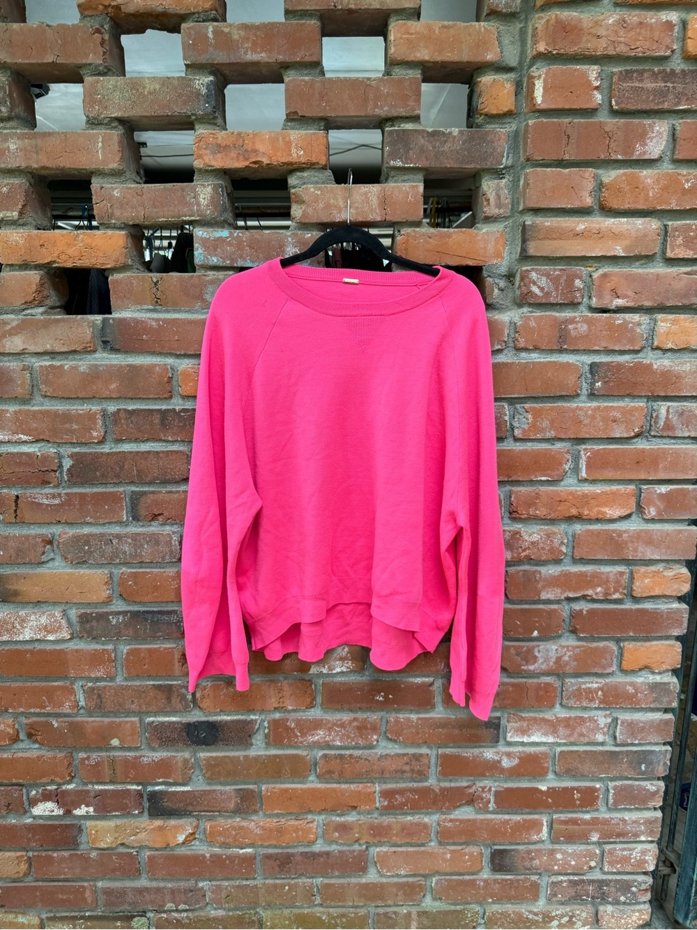 Adam Lippes Hot Pink Crewneck Wool Sweater